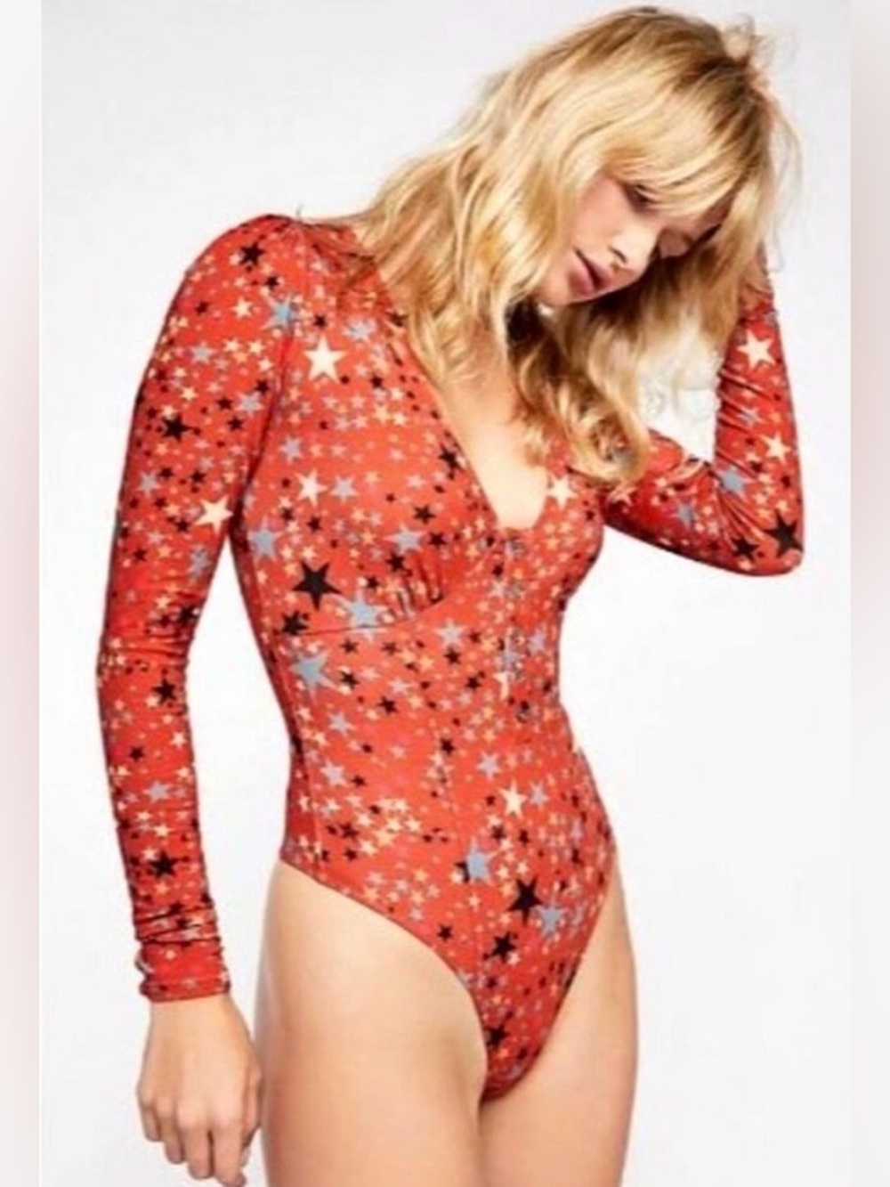 FREE PEOPLE Girls Like Us Red Star Bodysuit - Picture 3 of 10